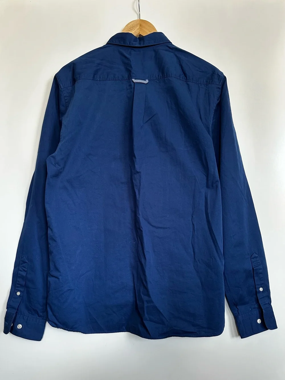 Lacoste L!VE Inkwell Blue Cotton Long Sleeve Button Down Shirt NWT 42 L Slim